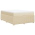 Cama box spring con colchón tela color crema 140x190