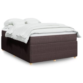 Cama box spring con colchón tela marrón oscuro 140x190