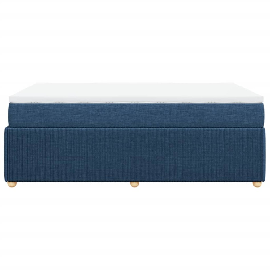 Cama box spring con colchón tela azul 120x200