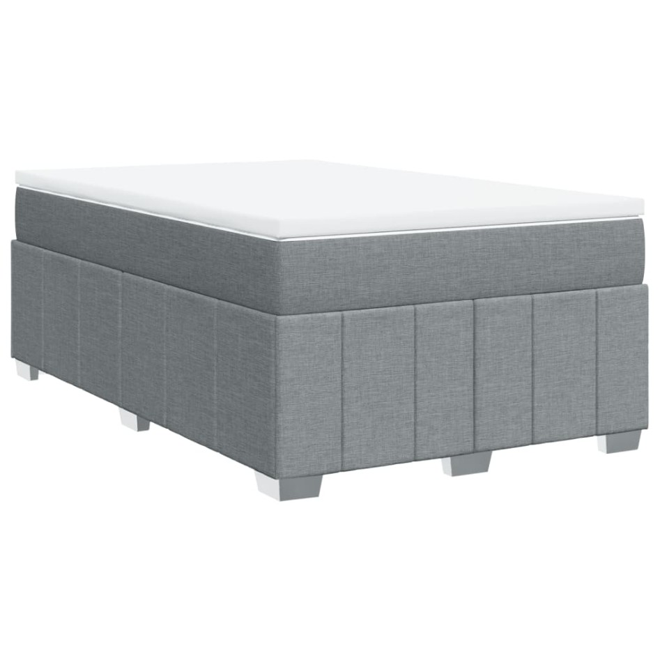 Cama box spring con colchón tela gris claro 120x200
