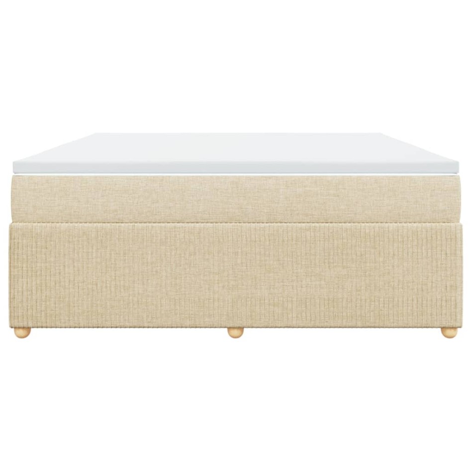 Cama box spring con colchón tela color crema 180x200