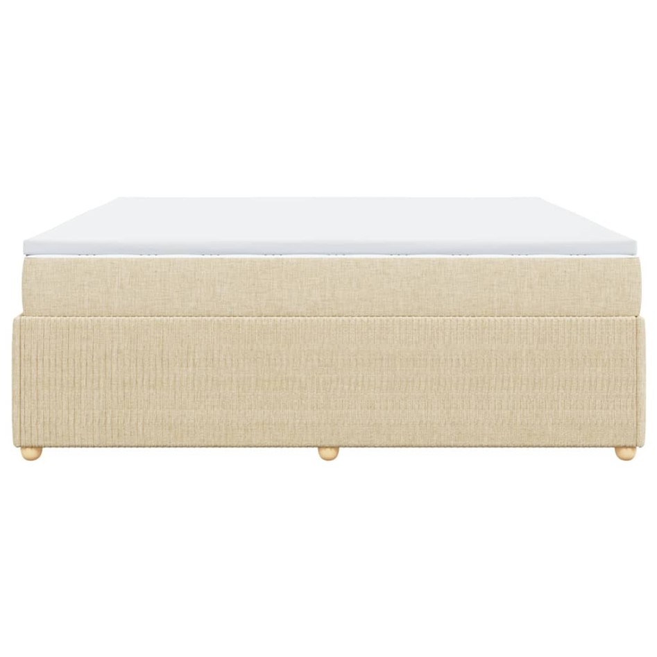 Cama box spring con colchón tela color crema 180x200