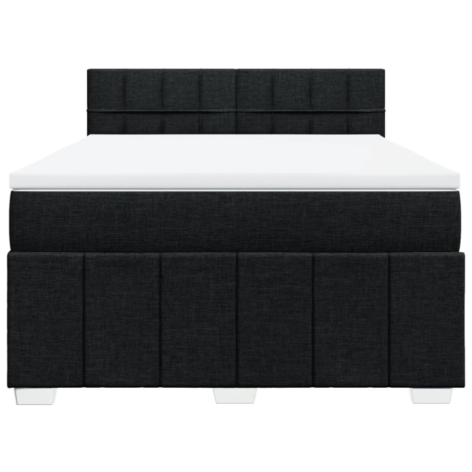 Cama box spring con colchón tela negro 160x200