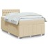 Cama box spring con colchón tela color crema 120x200
