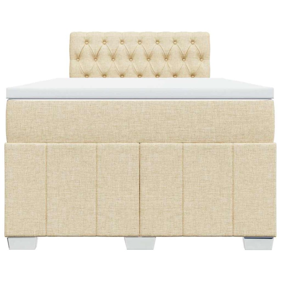 Cama box spring con colchón tela color crema 120x200