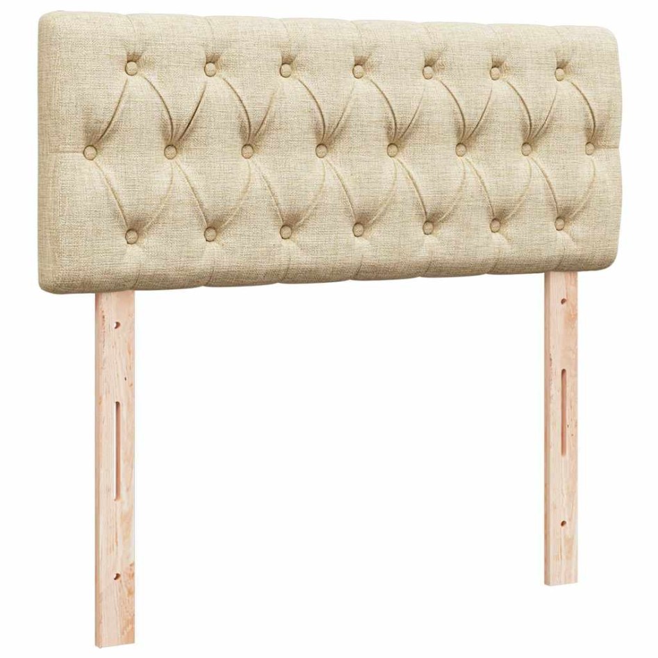 Cama box spring con colchón tela color crema 120x200