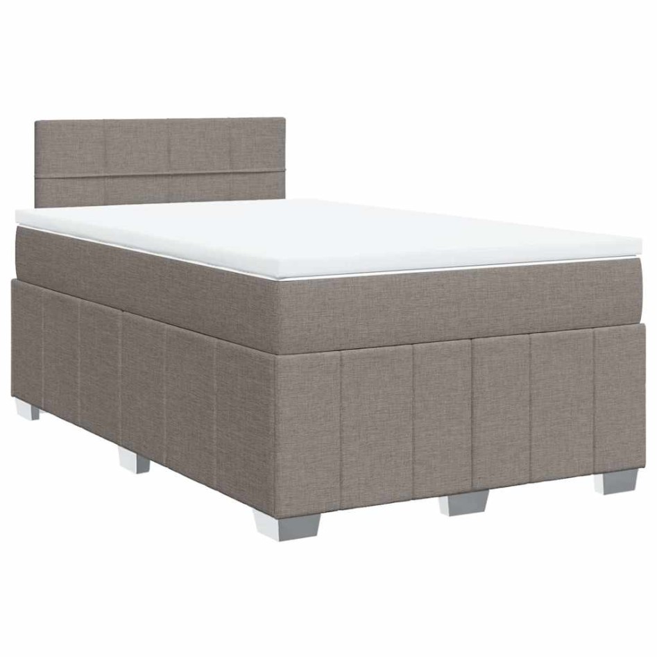 Cama box spring con colchón tela gris taupe 120x200