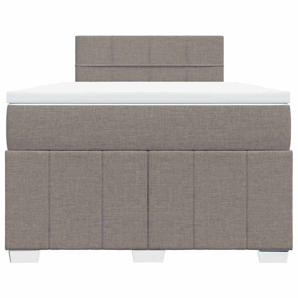 Cama box spring con colchón tela gris taupe 120x200