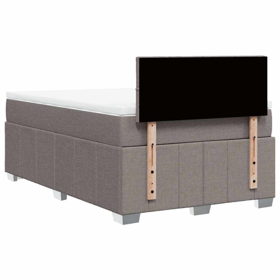Cama box spring con colchón tela gris taupe 120x200
