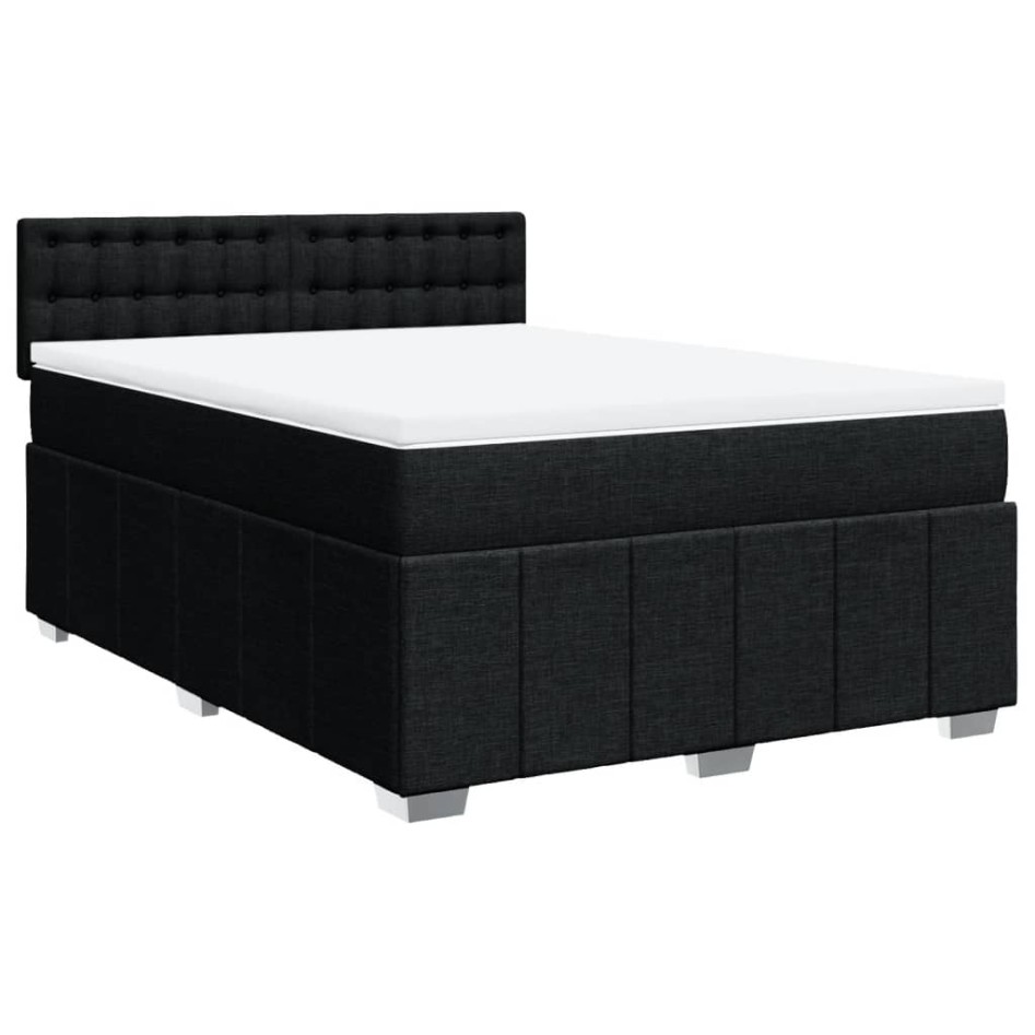 Cama box spring con colchón tela negro 160x200