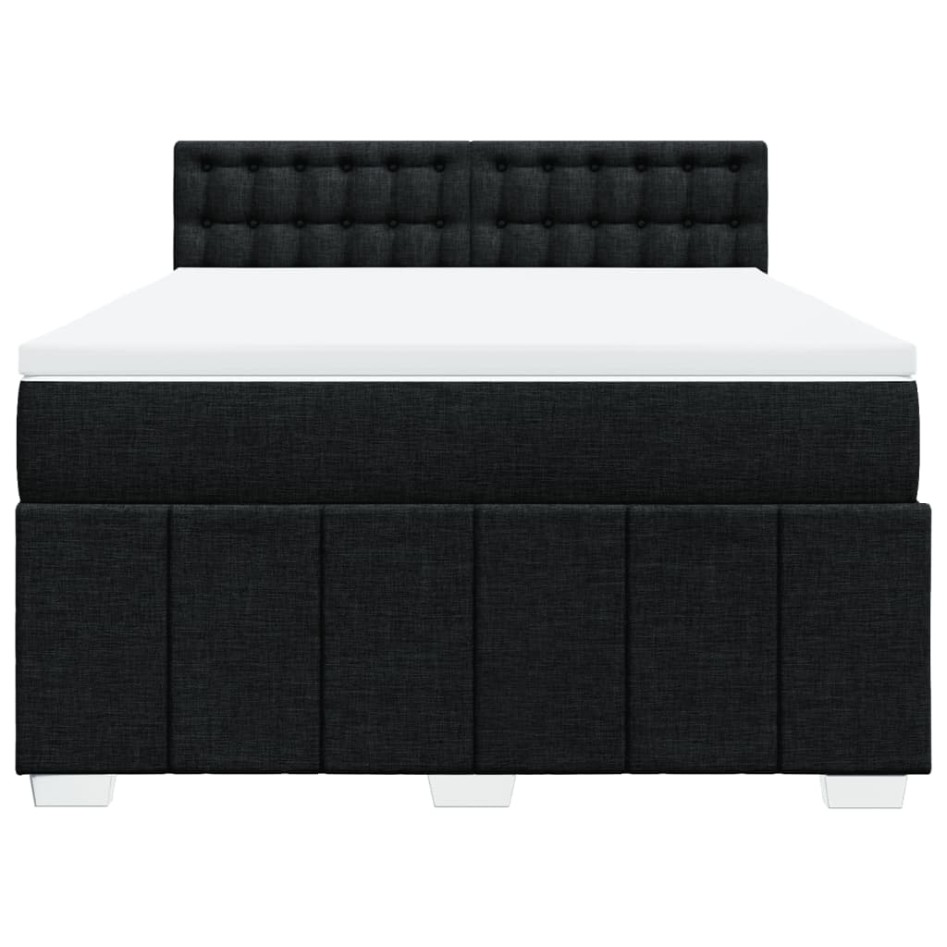 Cama box spring con colchón tela negro 160x200