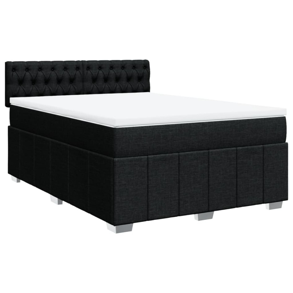 Cama box spring con colchón tela negro 160x200