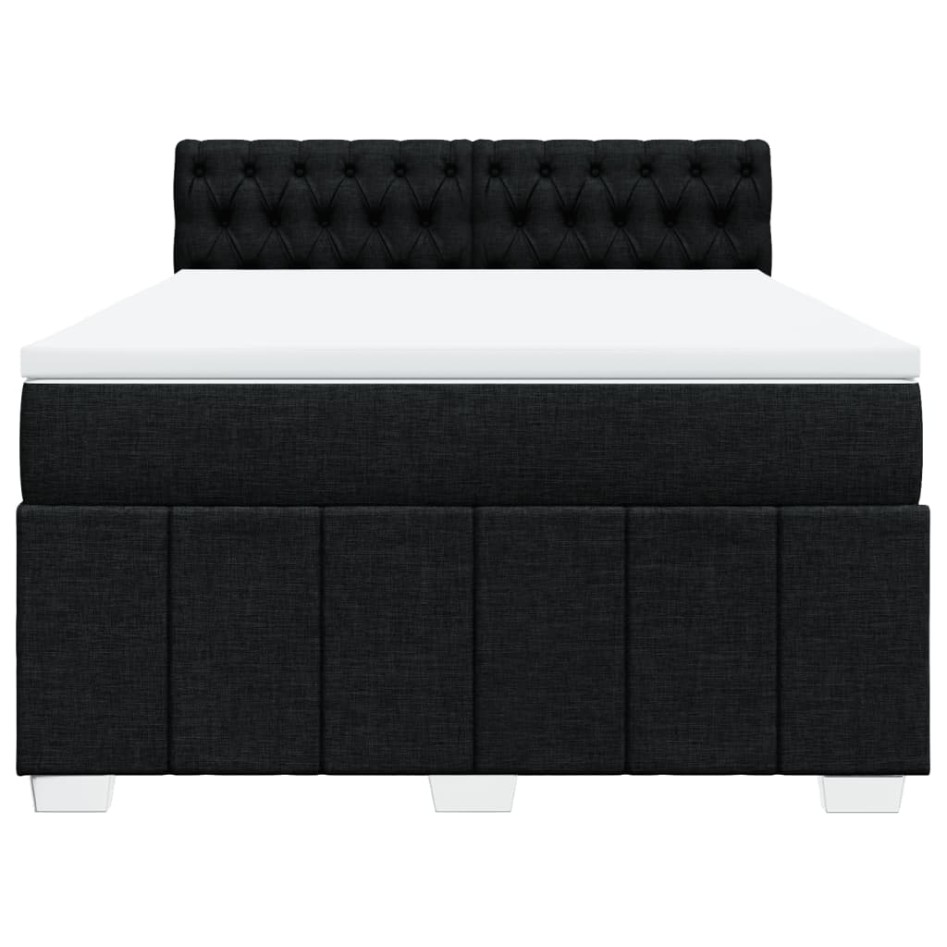 Cama box spring con colchón tela negro 160x200