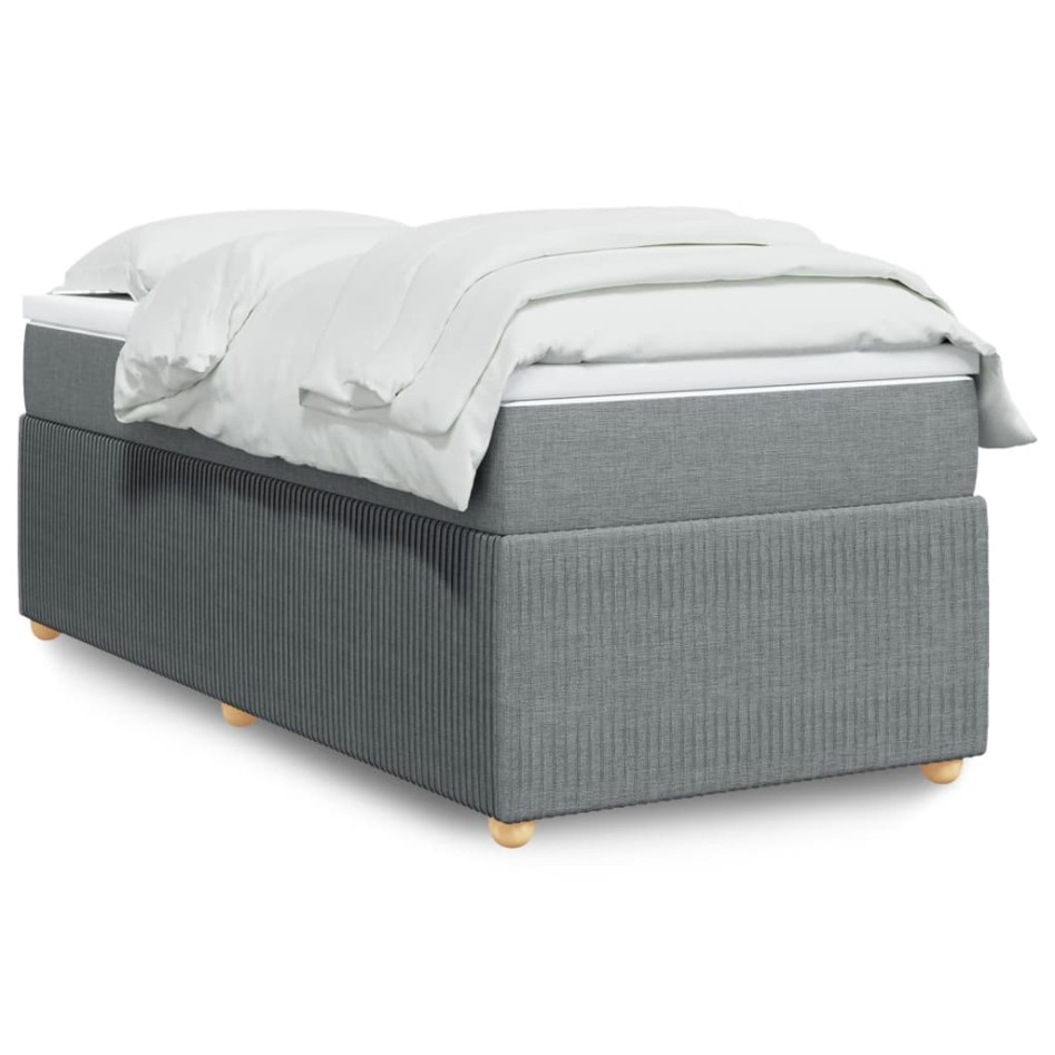 Cama box spring con colchón tela gris claro 90x200
