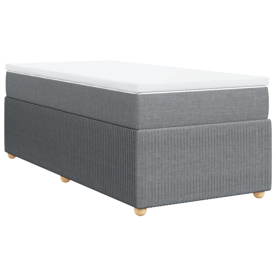 Cama box spring con colchón tela gris claro 90x200