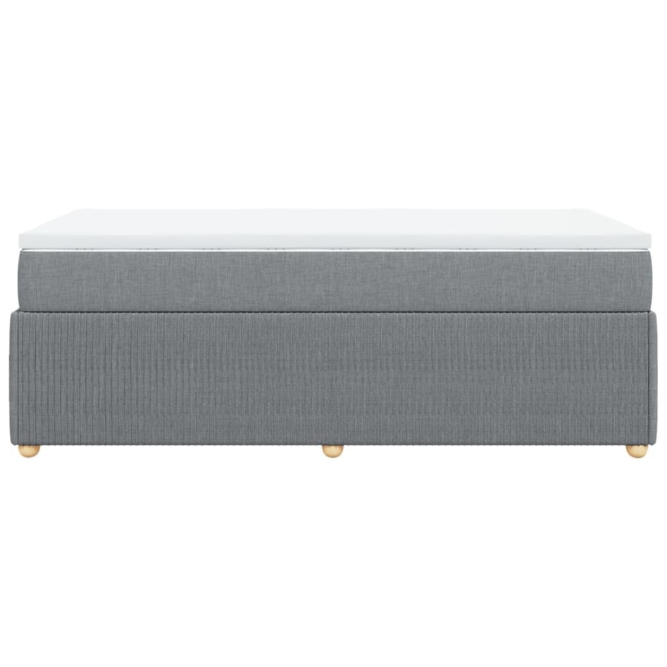 Cama box spring con colchón tela gris claro 90x200