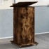 Atril con ruedas y cajón madera roble ahumado 55x55x107