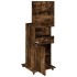Atril con ruedas y cajón madera roble ahumado 55x55x107