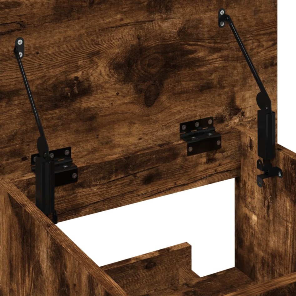 Atril con ruedas y cajón madera roble ahumado 55x55x107