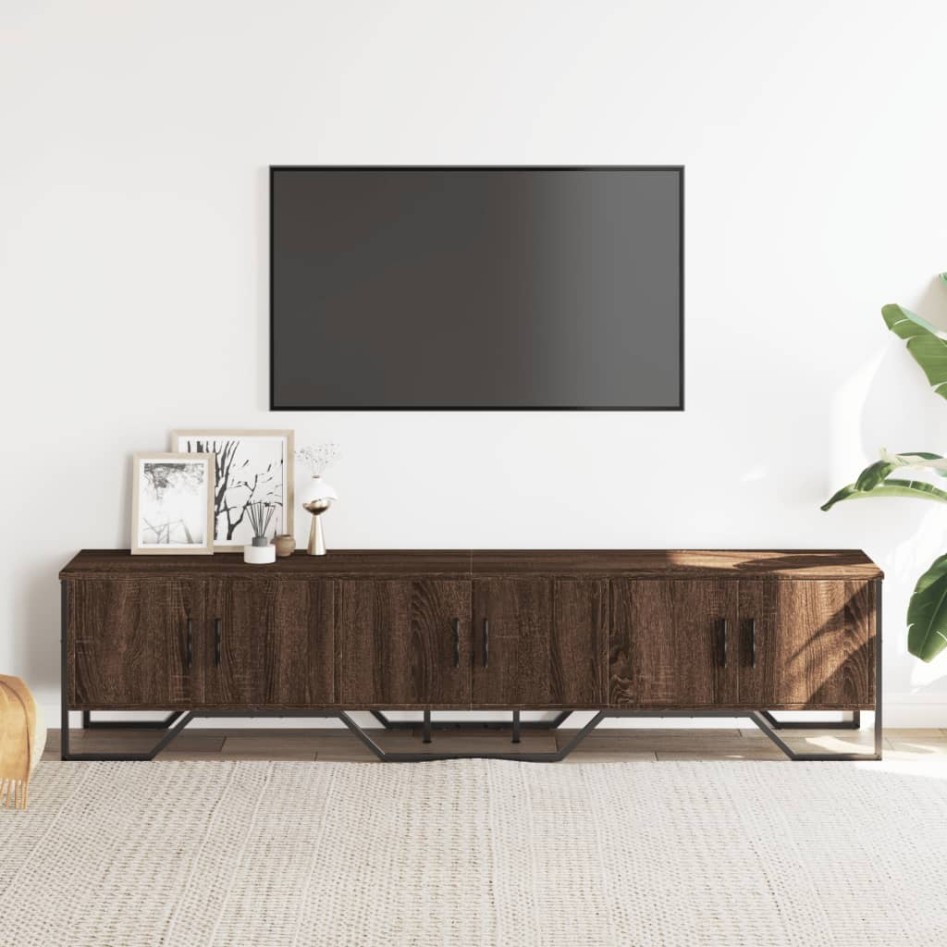 Mueble de TV madera de ingeniería roble marrón 180x34x41