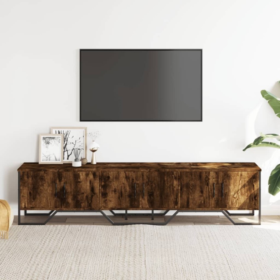 Mueble de TV madera de ingeniería roble ahumado 180x34x41