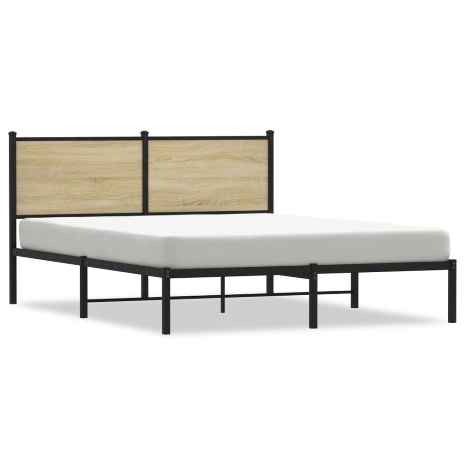 Estructura de cama sin colchón metal roble Sonoma 140x200