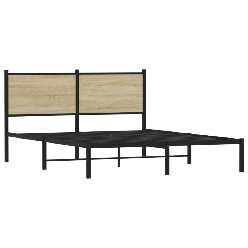 Estructura de cama sin colchón metal roble Sonoma 140x200