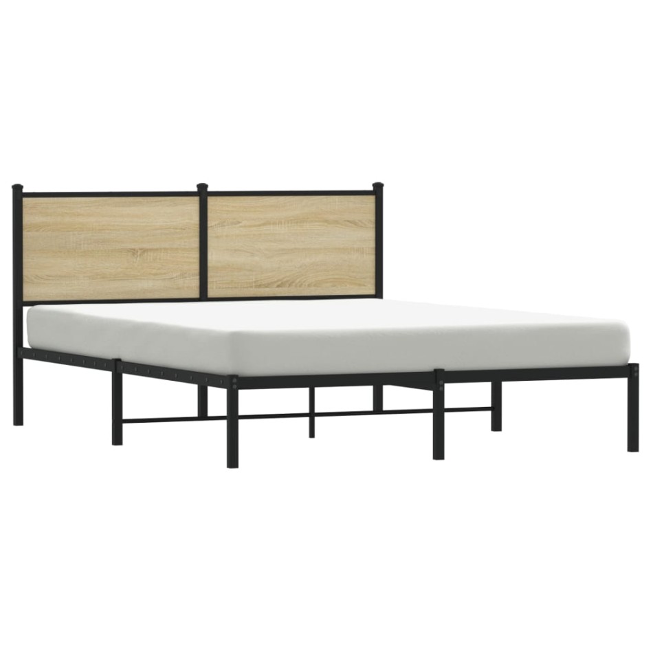 Estructura de cama sin colchón metal roble Sonoma 140x200