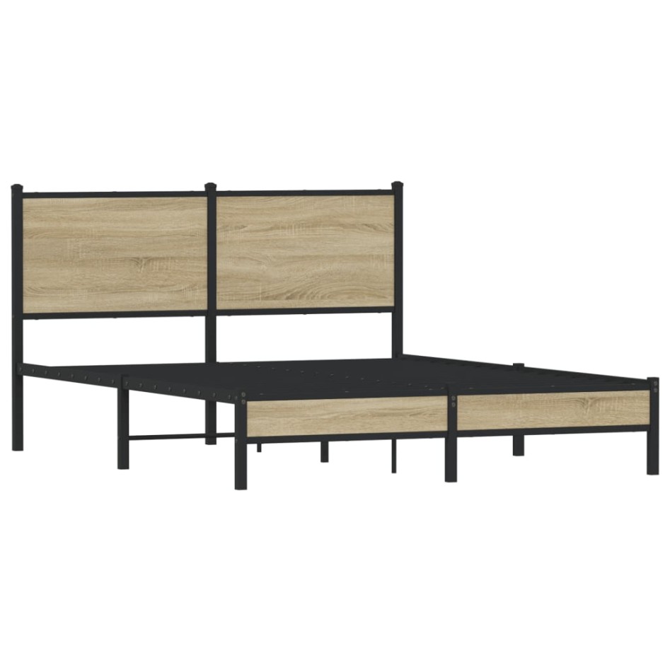 Estructura de cama sin colchón metal roble Sonoma 150x200
