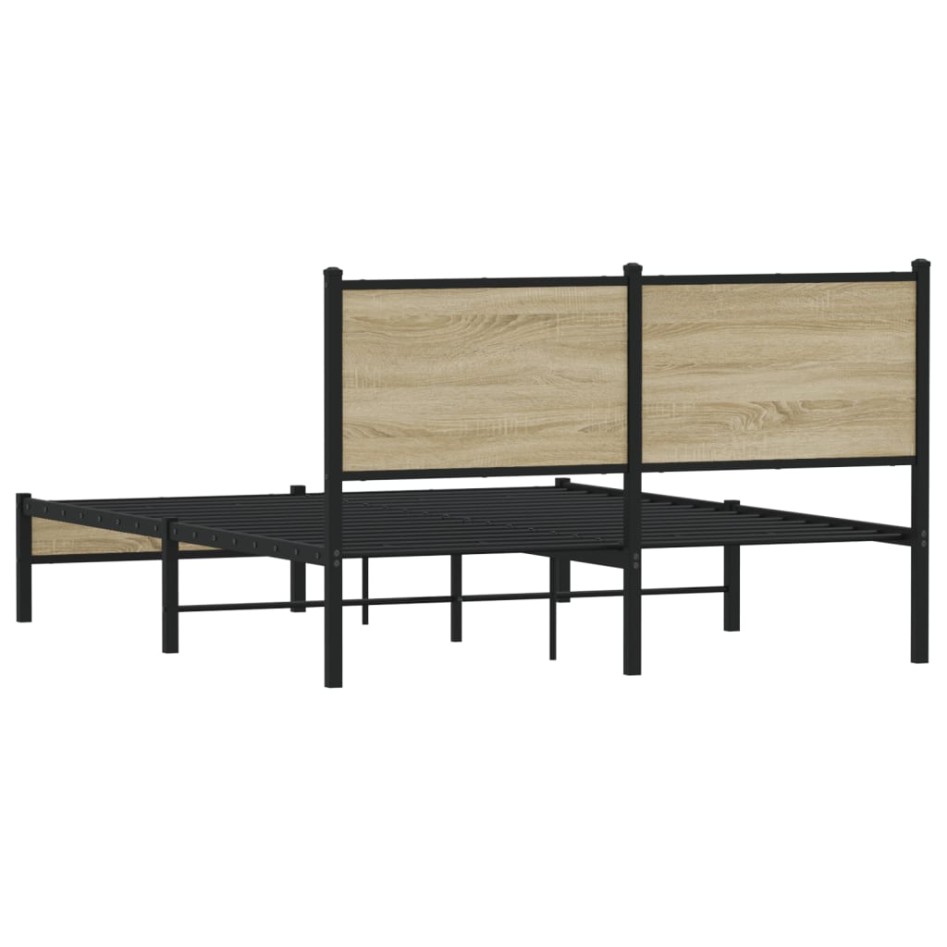 Estructura de cama sin colchón metal roble Sonoma 150x200
