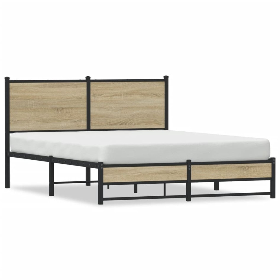 Estructura de cama sin colchón metal roble Sonoma 140x200