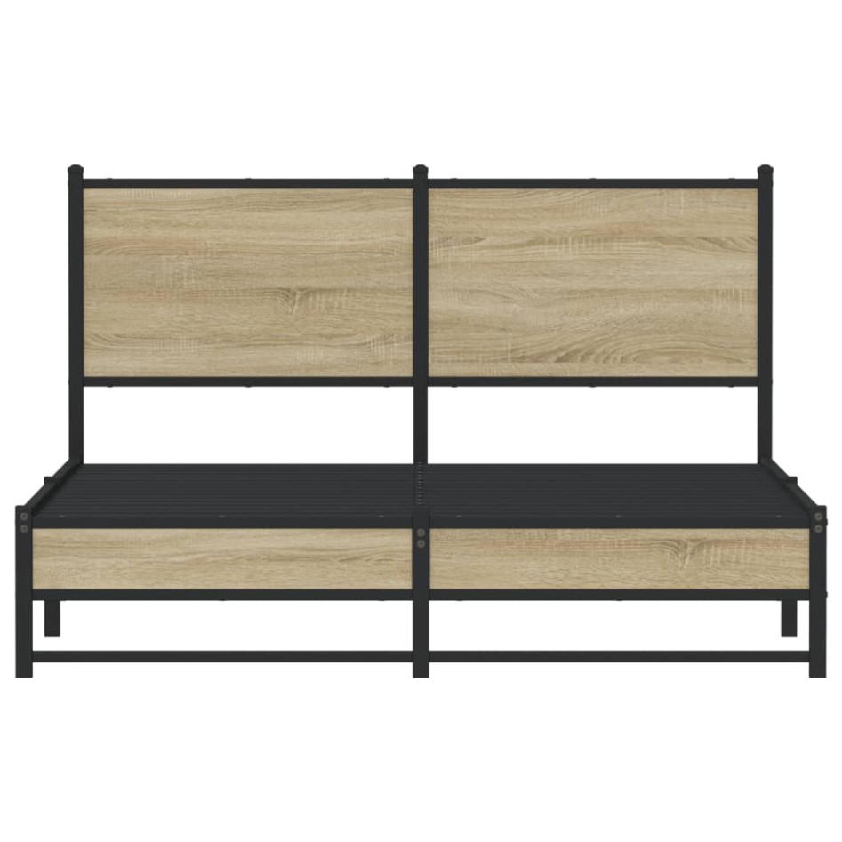 Estructura de cama sin colchón metal roble Sonoma 140x200