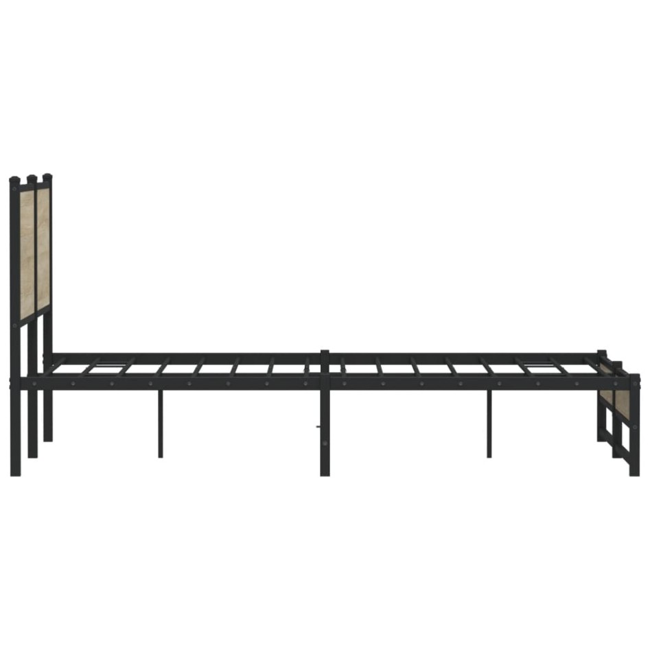 Estructura de cama sin colchón metal roble Sonoma 140x200