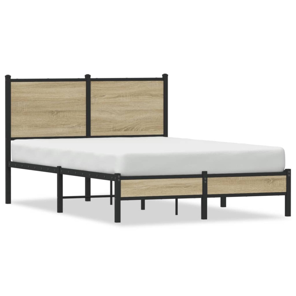 Estructura de cama sin colchón metal roble Sonoma 120x200