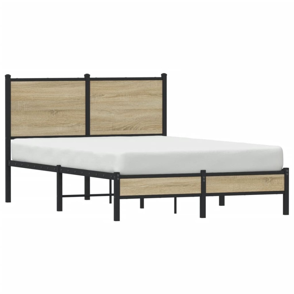 Estructura de cama sin colchón metal roble Sonoma 120x200