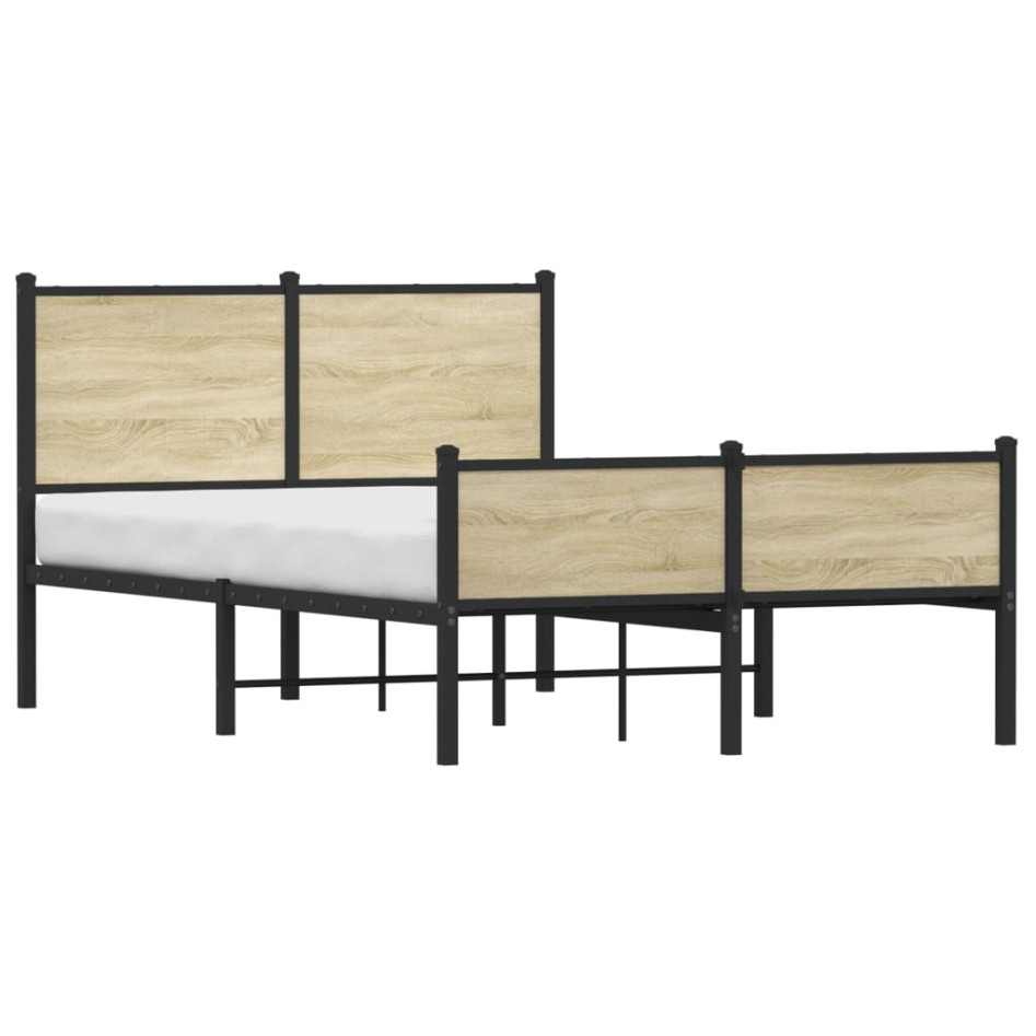 Estructura de cama sin colchón metal roble Sonoma 120x200