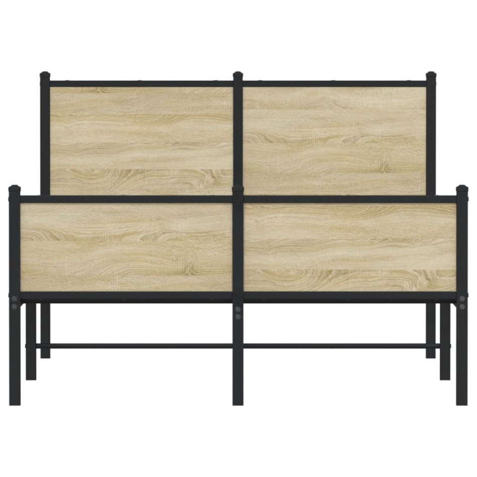 Estructura de cama sin colchón metal roble Sonoma 120x200