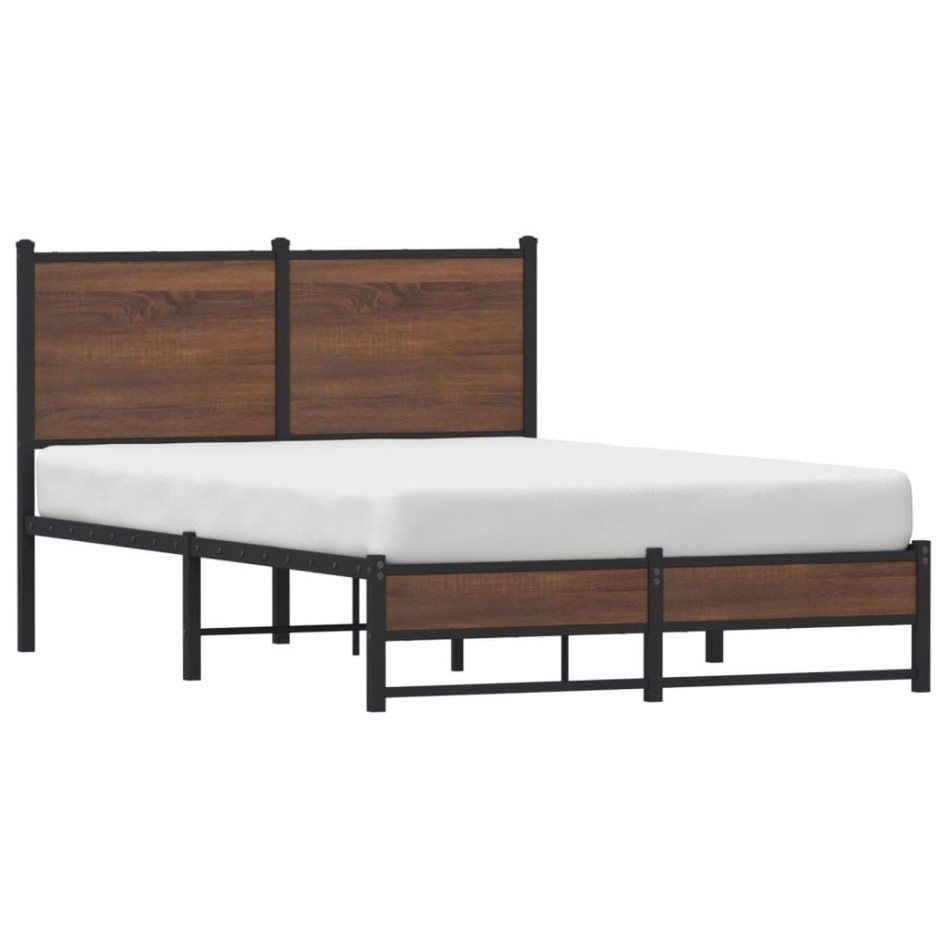 Estructura de cama sin colchón metal marrón roble 120x190
