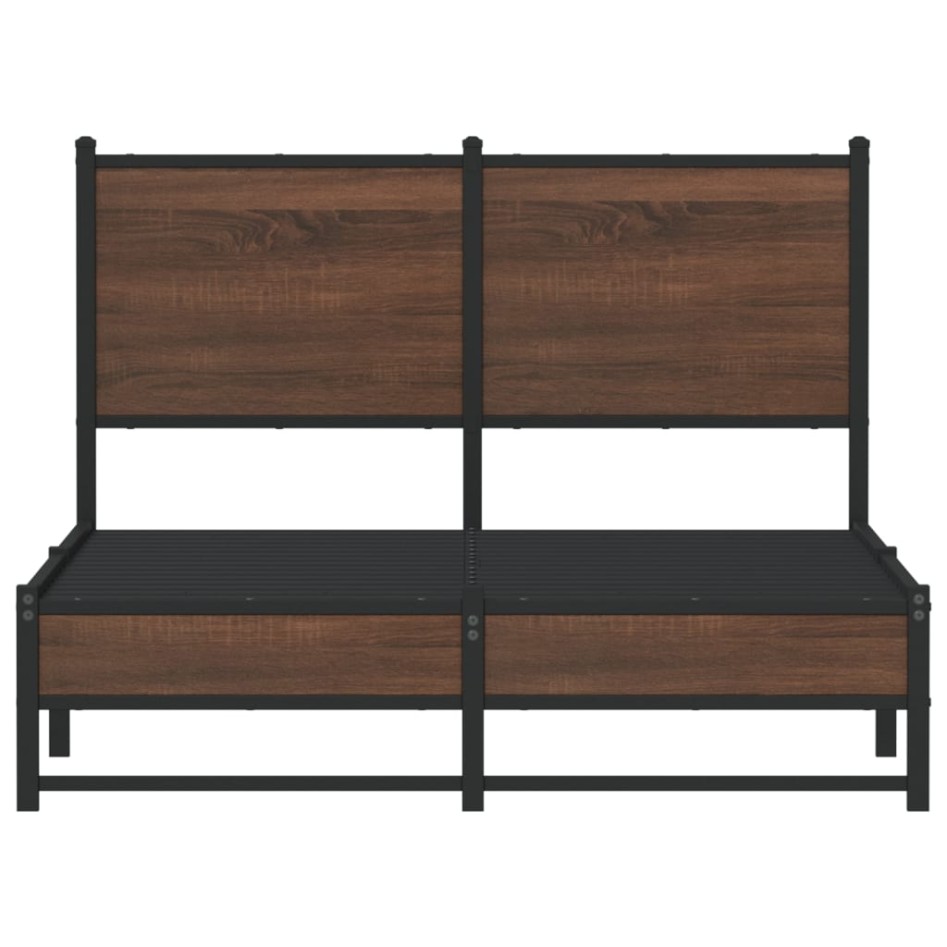 Estructura de cama sin colchón metal marrón roble 120x190