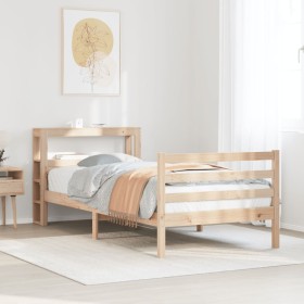 Estructura de cama con cabecero madera maciza pino 100x200