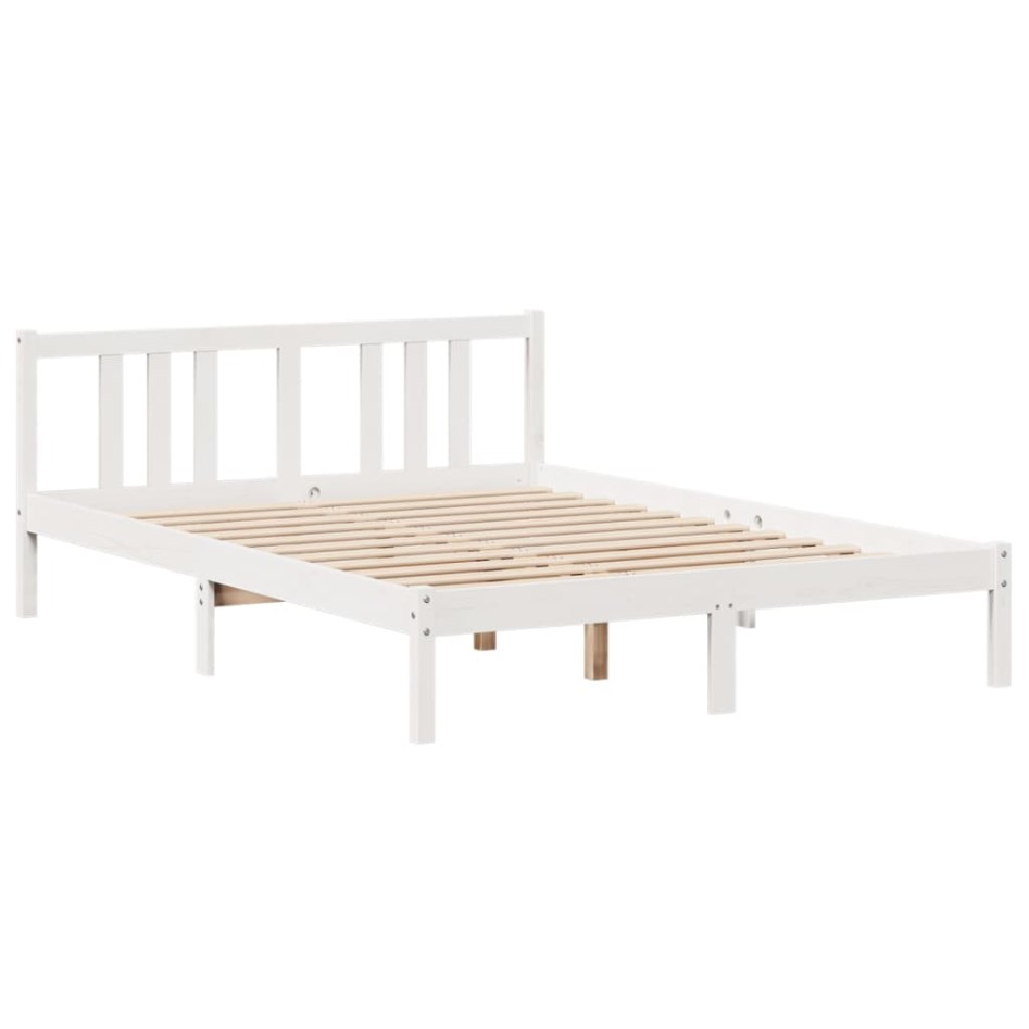 Estructura de cama con cabecero sin colchón blanco 140x200