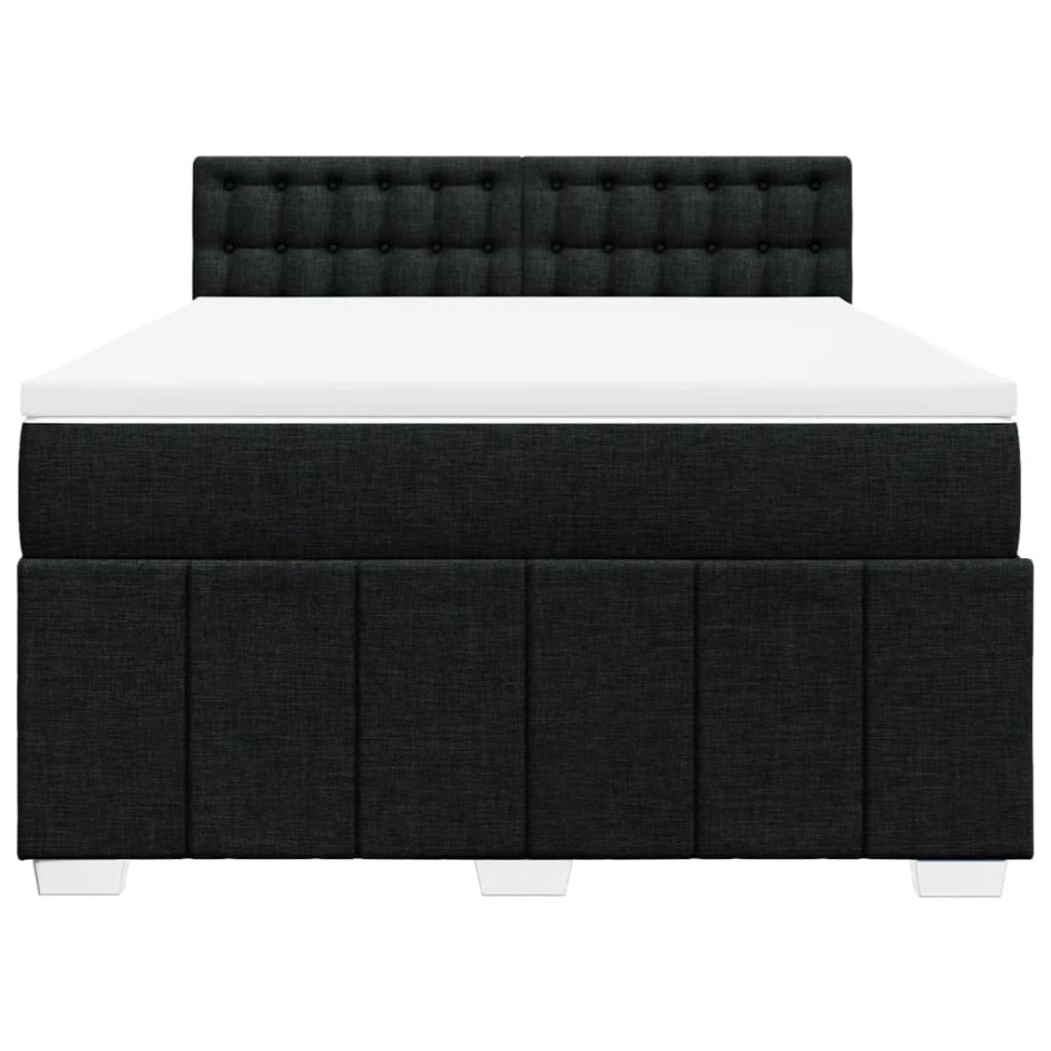 Cama box spring con colchón tela negro 160x200