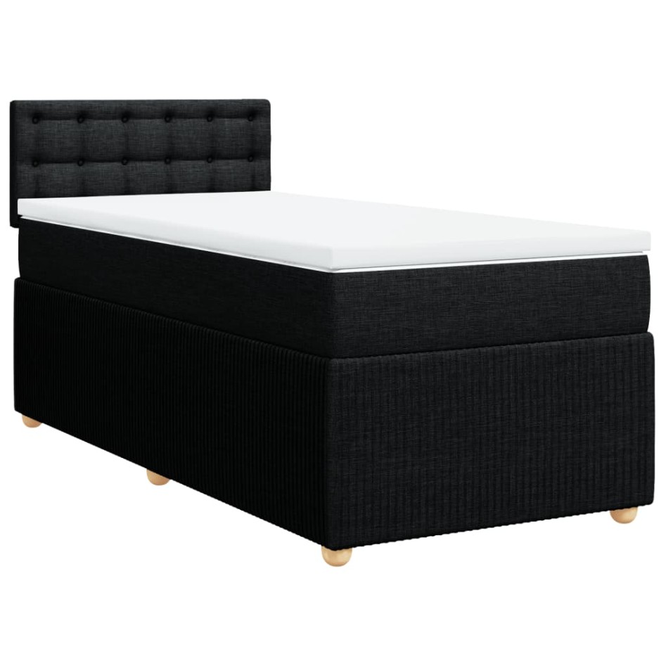 Cama box spring con colchón tela negro 90x200