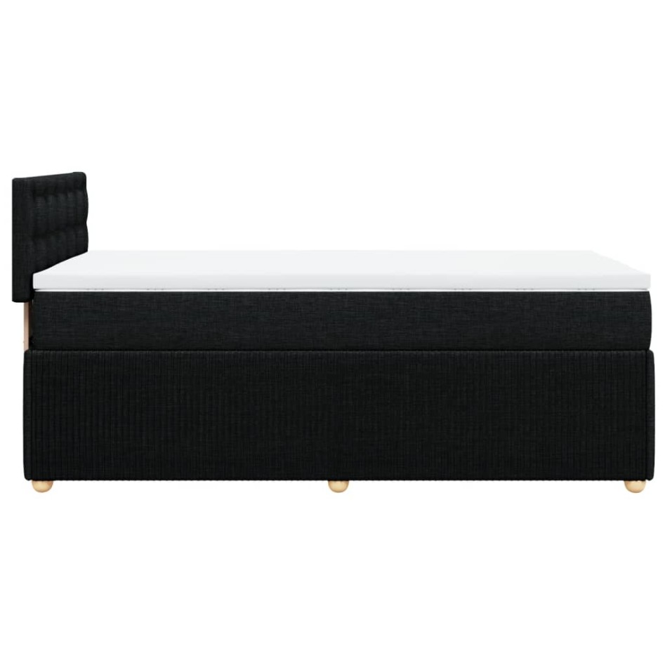 Cama box spring con colchón tela negro 90x200