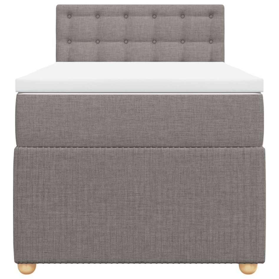 Cama box spring con colchón tela gris taupe 90x200