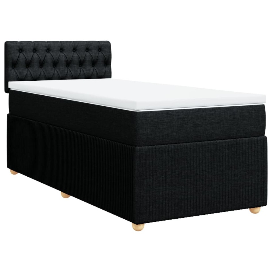 Cama box spring con colchón tela negro 100x200