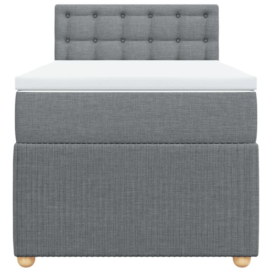 Cama box spring con colchón tela gris claro 100x200