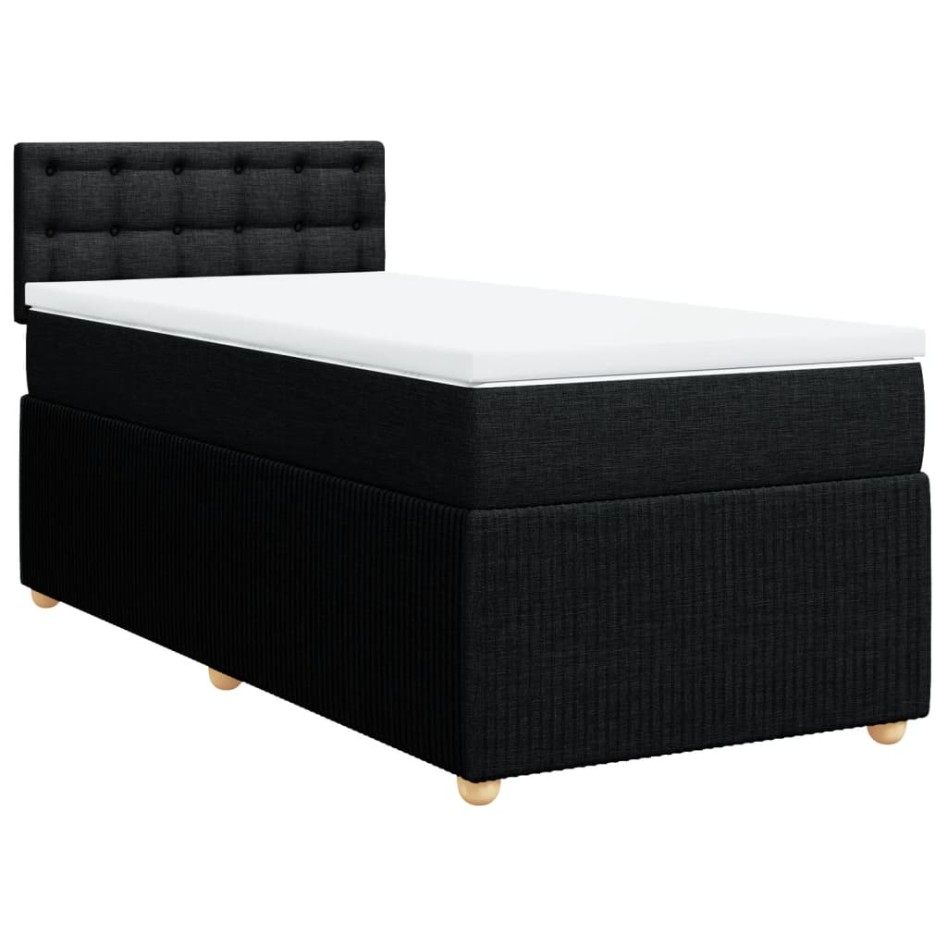 Cama box spring con colchón tela negro 100x200