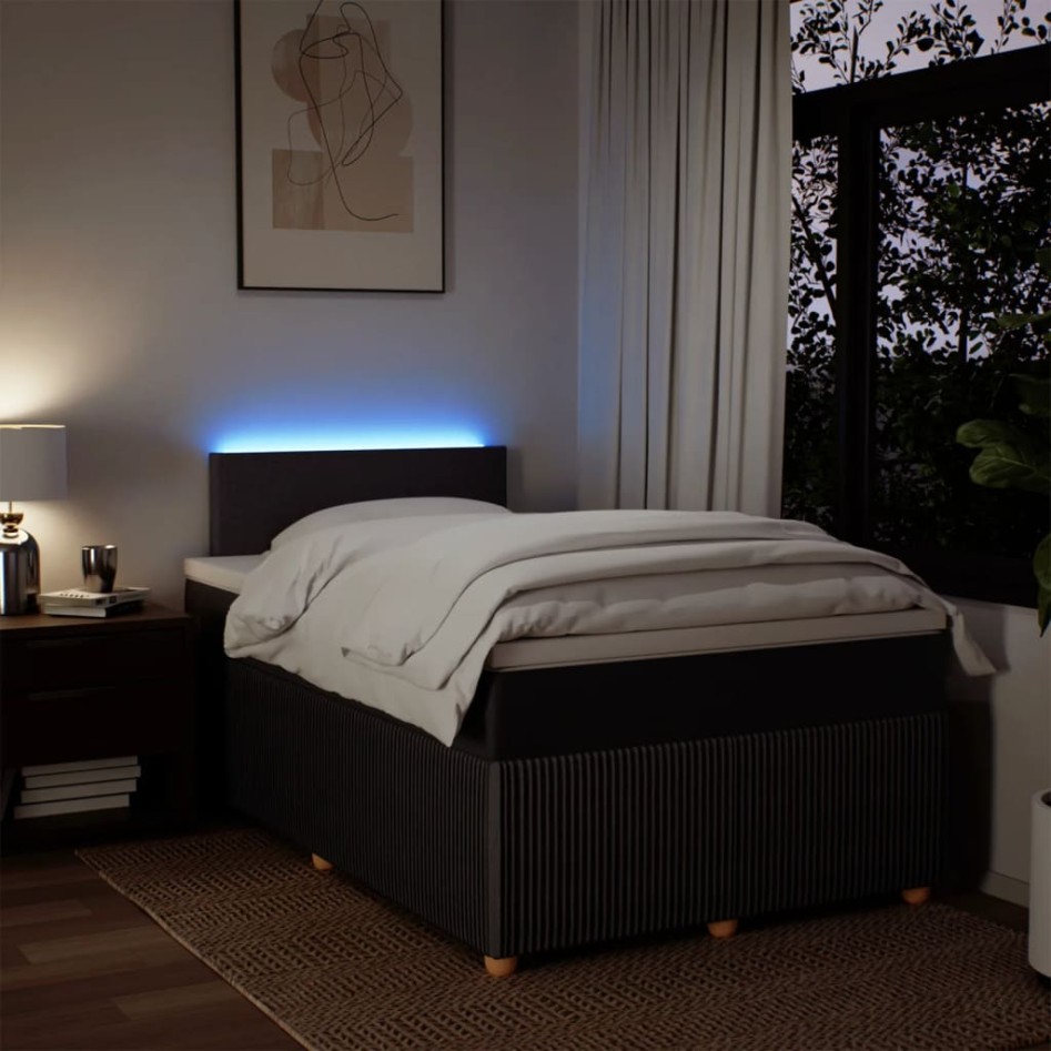 Cama box spring con colchón tela marrón oscuro 120x200