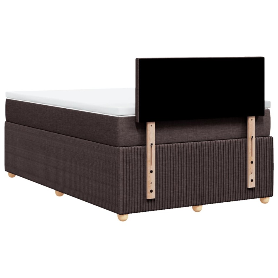 Cama box spring con colchón tela marrón oscuro 120x200